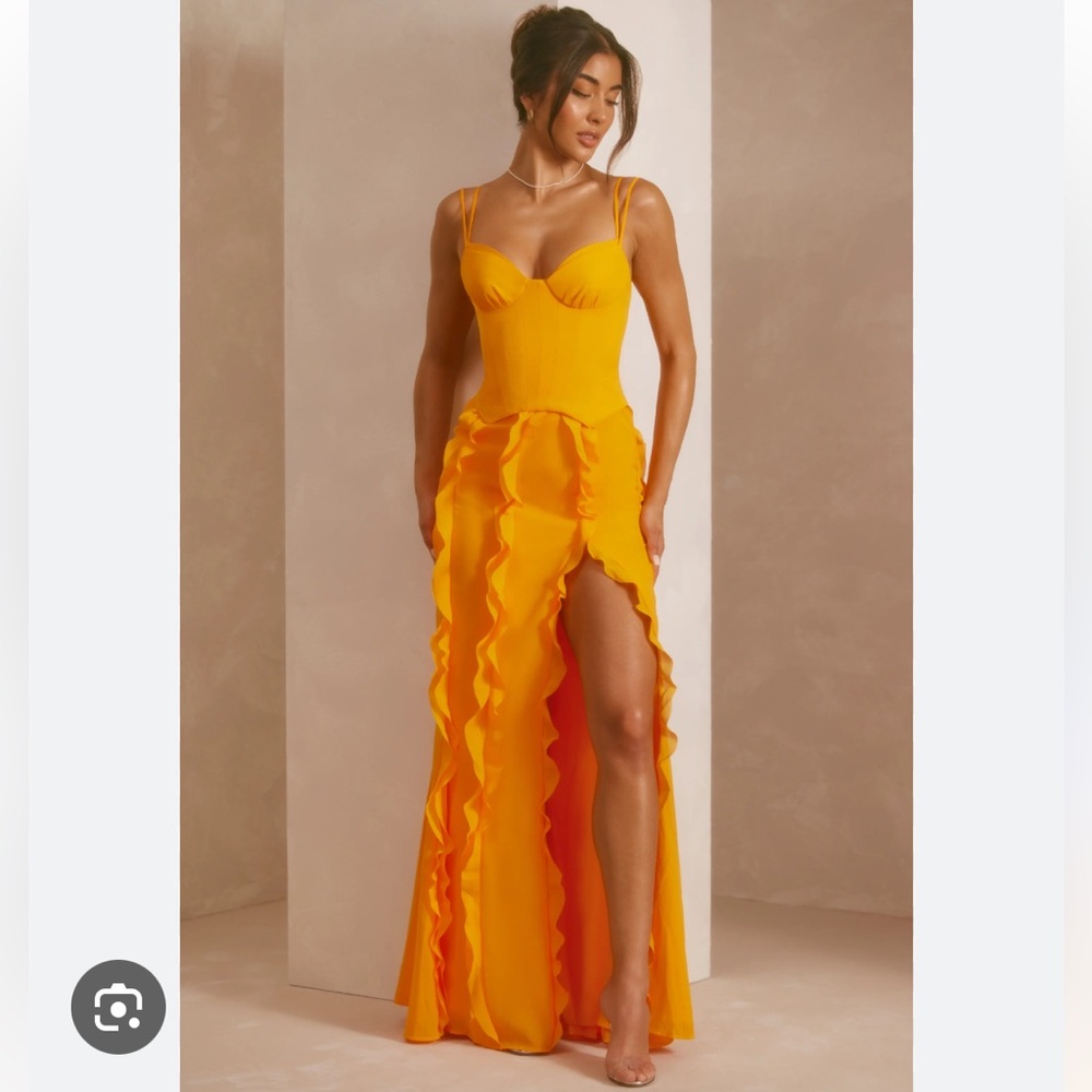 Oh Polly Corset Frill Skirt Maxi Dress